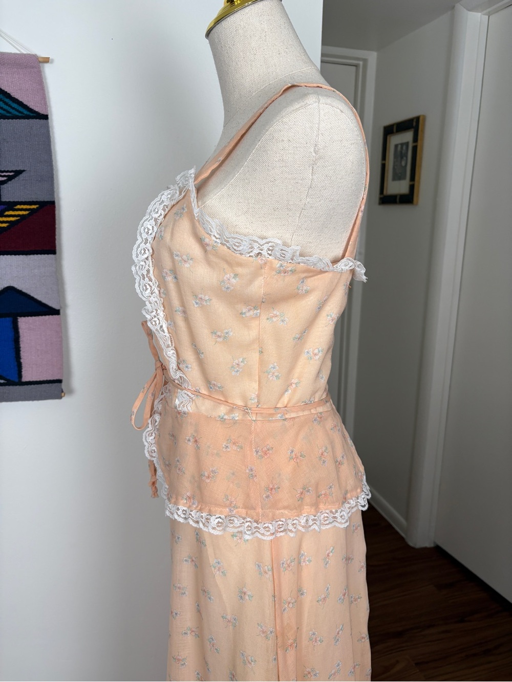 VTG 70s Prairie Gunne Sax-style Maxi Dress with Ruffles and Sweetheart Neckline - Picture 9 of 12
